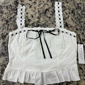 Kirious White Lace Trim Tank Top